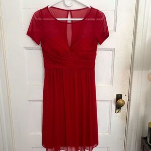 Bridesmaid Dress - David's Bridal Apple Red Knee-Length Sweetheart Illusion